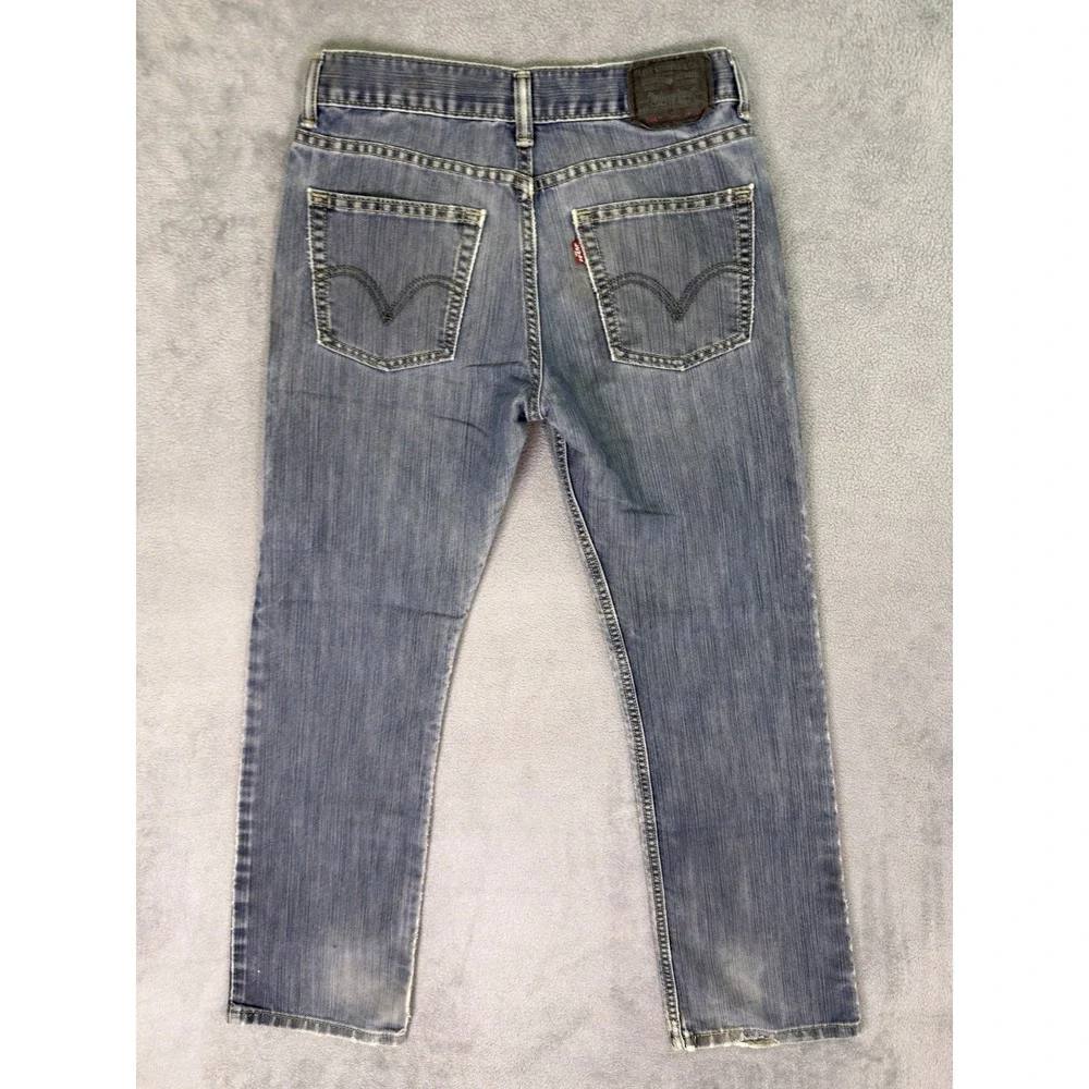Levis Jeans Youth Boys 28x28 Blue Denim 514 Slim Straight Medium Wash Whiskered